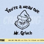 Christmas Grinch Face Outline SVG Cut File