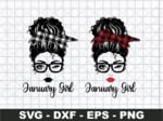 January Girl Svg, Messy Bun with Glasses Svg Eps Png Dxf