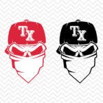 Skull Gangster Cap Bandana Texas Rangers SVG