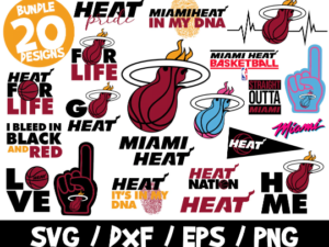 Miami Heat SVG Bundle, NBA Team SVG, Miami Heat Nation Shirt, Miami Heat Cricut, Nba Svg, Miami Heat City Vice Edition, Heat Dna, Heat Pride