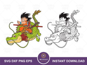 Goku with Dragon SVG Vector Layered Goku Outline