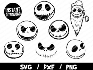 Jack Skellington Faces SVG, Halloween SVG, Nightmare Before Christmas Vector, Jack Skellington Cricut, Cut File, Jack Skellington T-Shirt