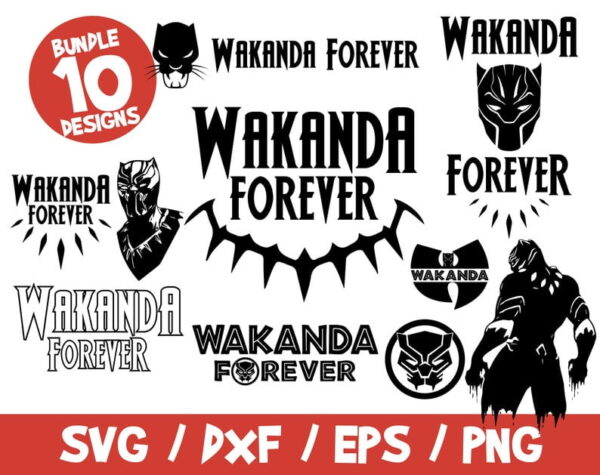 Wakanda Forever SVG Bundle, Black Panther Vector, Black Panther Cricut, Black Panther Eps, Black Panther Vinyl, Black Panther Clip Art, Dxf