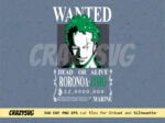 one piece cricut roronoa zoro svg wanted vector shirt design