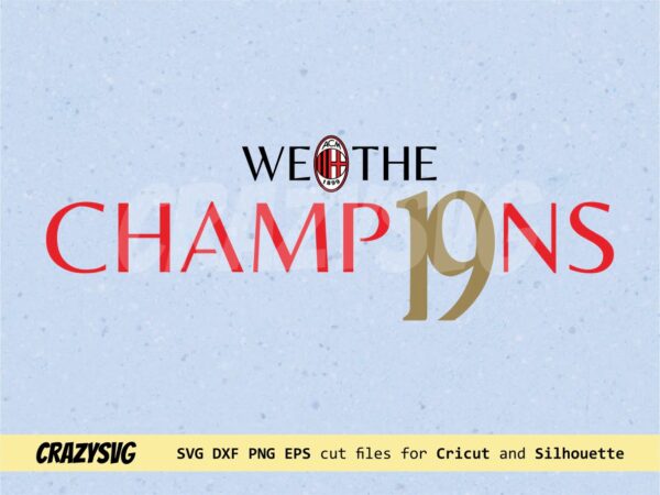 AC Milan Champions Serie A 2022 SVG PNG EPS Scudetto 2022 Vector FILE