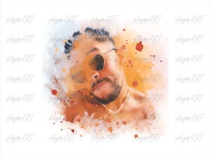 Bad Bunny PNG Watercolor Transparent for DIY Sublimation Design