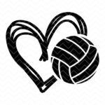 Instant Download Stacked Heart With Volleyball Volley ball SVG