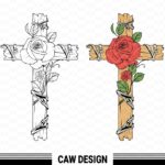 Red Rose and Barbwire Wall Cross