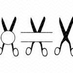 Scissors Silhouette SVG, Barber Salon Scissors Monogram Cut Files DXF PNG EPS