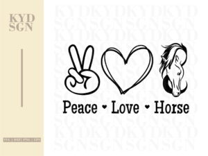 horse sayings svg, peace love and horse clipart vector image png eps file