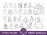 Cinderella Outline SVG Bundle Disney Clipart