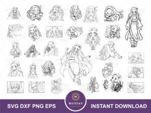 Nezuko Outline SVG Bundle Demon Slayer Cut Files DXF PNG EPS