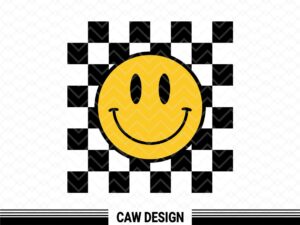 Smiley Face With Checkers SVG Cut Files Commercial Use file