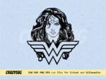 Wonder Woman Vector Cartoon with Logo Wonder Woman SVG file