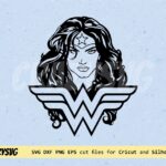 Wonder Woman Vector Cartoon with Logo Wonder Woman SVG file