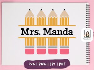 monogram teacher svg pencil clipart