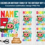 5th Cocomelon Birthday Family Of The Birthday Boy 5 Cocomelon Sublimation Design