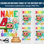 Cocomelon Birthday Family Of The Birthday Boy 4 Cocomelon Sublimation Design