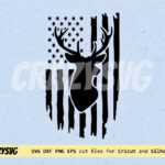 Deer Flag SVG Black Silhouette Cut File Came Cricut