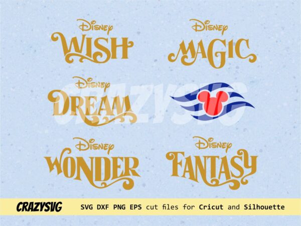 Disney Fantasy, Disney Cruise Ship Cut File, Magic, Wish, Wonder PNG DXF EPS