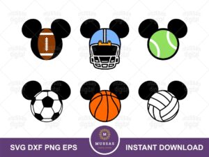 Mickey Sport SVG cut files, Mickey Football, Basketball, Volleyball