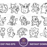 Pokemon Character SVG Bundle Outline Cut File Pokemon Vector