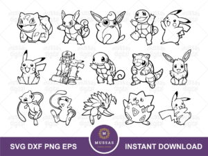 Pokemon Character SVG Bundle Outline Cut File Pokemon Vector