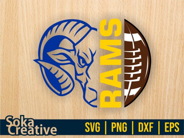 rams half football svg file