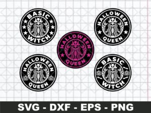 starbucks skeleton mermaid svg Halloween, basic witch cut file