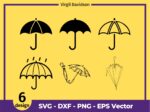 6 Umbrella SVG, Umbrella Bundle, Umbrella Clipart