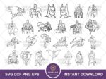 Batman SVG Bundle, Outline, PNG, Superhero Clipart Batman Vector