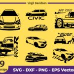 Civic Drift Racing Drag SVG Acura Civic vtec Stance Mugen type R spoon CRX Vector DXF