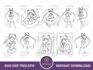 Sailor Moon svg clipart, sailor moon png bundle