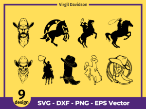 Cow Boy SVG Cricut Design Pack Country America Bundle