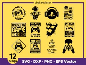 Gamer Gaming Xbox PlayStation SVG Design Pack Tilted towers Old-school