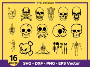 Skull Cut File Bundle, Skeleton Clipart, Skull Clipart, Skull Silhouette