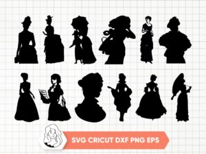 Victorian Woman SVG Bundle, Woman Silhouette Clipart