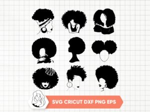 Afro Woman SVG Bundle, Woman Silhouette, Afro Girl Svg, Afro Queen