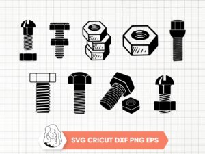 Bolt Screw SVG, Screw Silhouette, Screw Cricut Bundle