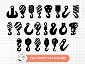 Hook Crane SVG Bundle, Hook Silhouette, Chain HookClipart, Construction Hook Vector 2023