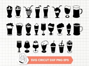 Milk Shake SVG Bundle Cup Glass Juice Milk Shake Silhouette