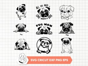 PUG-SVG-Pack-Pet-Dog-Park-Veterinary-Dog-lover-Cricut