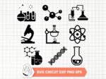 Science SVG Set Science Silhouette Laboratory Clipart Bundle 2023