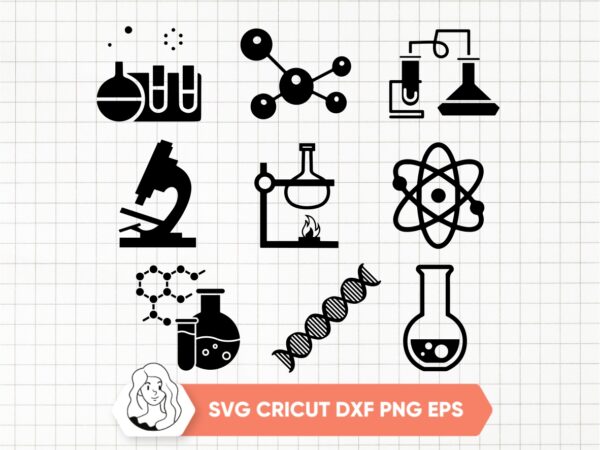 Science SVG Set Science Silhouette Laboratory Clipart Bundle 2023