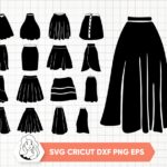 Long-Skirt-SVG-Set-Skirt-Silhouette-Short-Skirt-Black