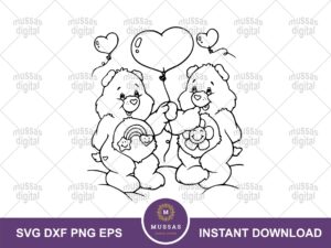 Best-Friend-Bear-and-Harmony-Bear-Outline-SVG-Cricut-Image