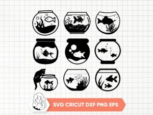 Fish-Bowl-SVG-Aquarium-Silhouette-Fish-Tank-Clipart