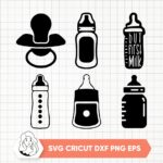 Baby Bottle SVG, Baby Bottle Silhouette Baby Nipples Clipart