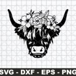 Highland-Cow-SVG-Cow-face-with-flowers