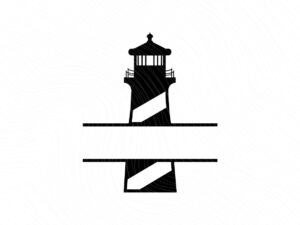 Lighthouse Cut Files, Lighthouse Split Name Frame SVG